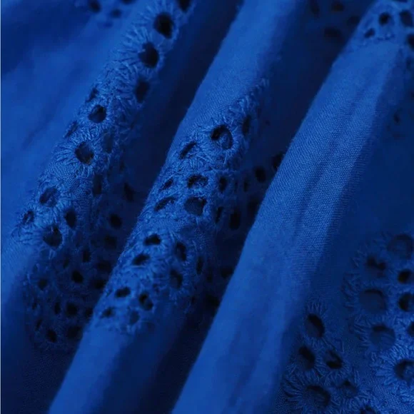 Rihoas Blue Sweetheart Neck Embroidery Slip Midi Dress - Picture 7 of 8